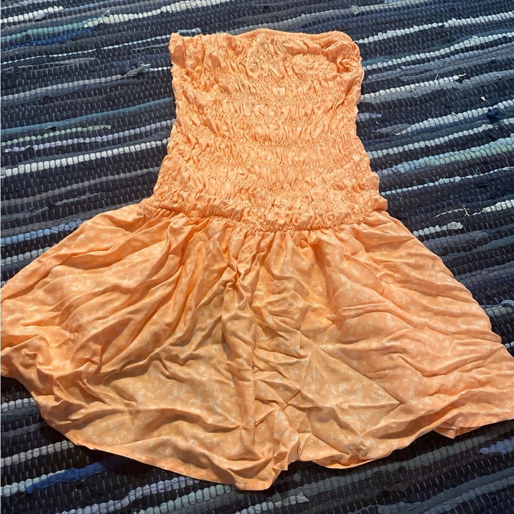Arden B. Orange Floral Sleeveless Tube Top Dress Small